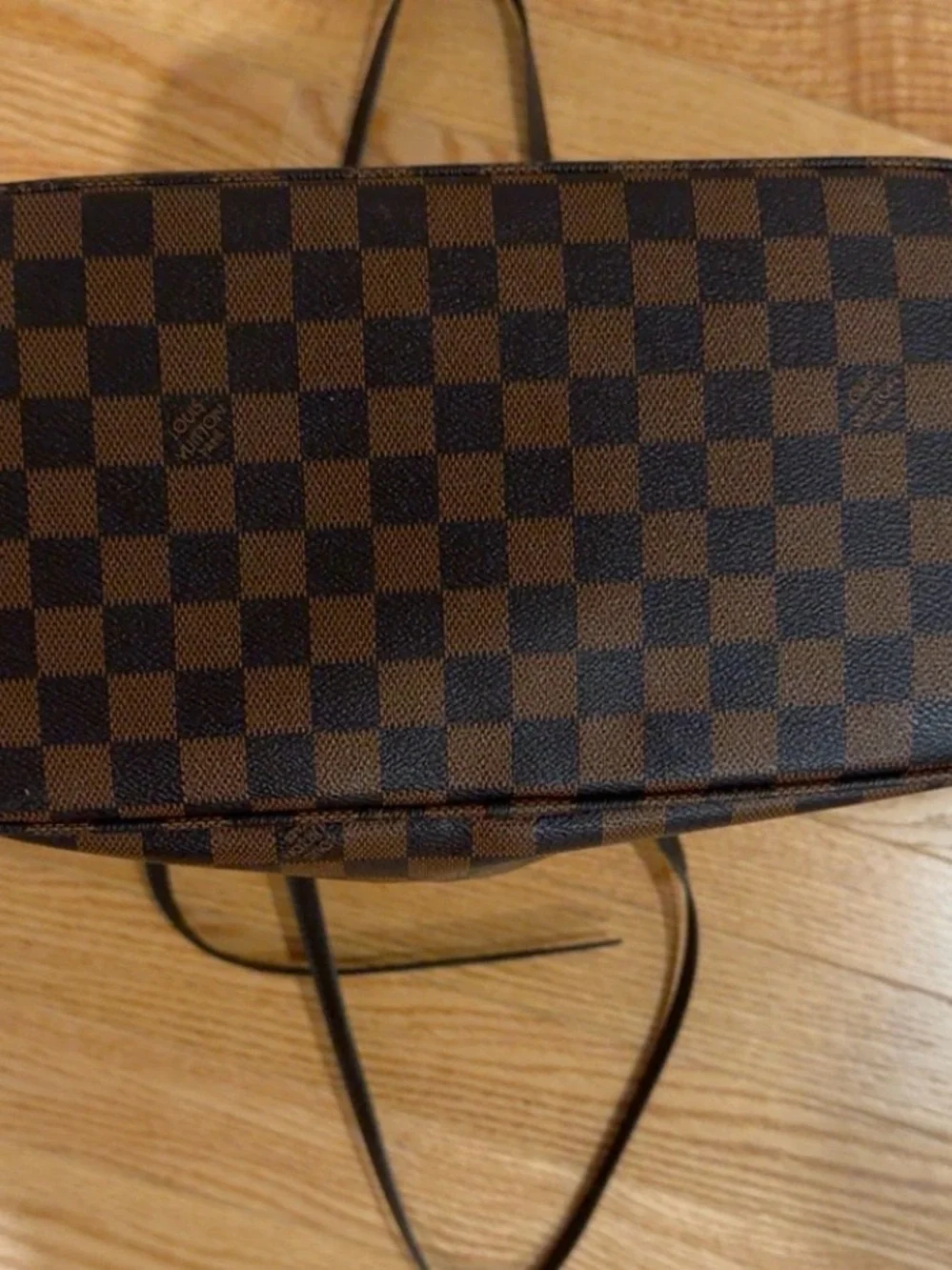 Louis Vuitton Red Striped Interior Tote with Black Trim and Gold Hardware